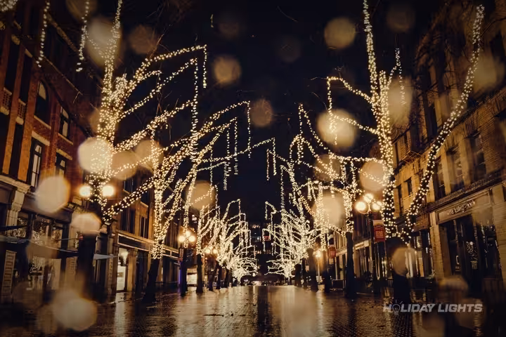 Christmas Cityscape Lights Decoration - Municipal Christmas lights installation in New Jersey